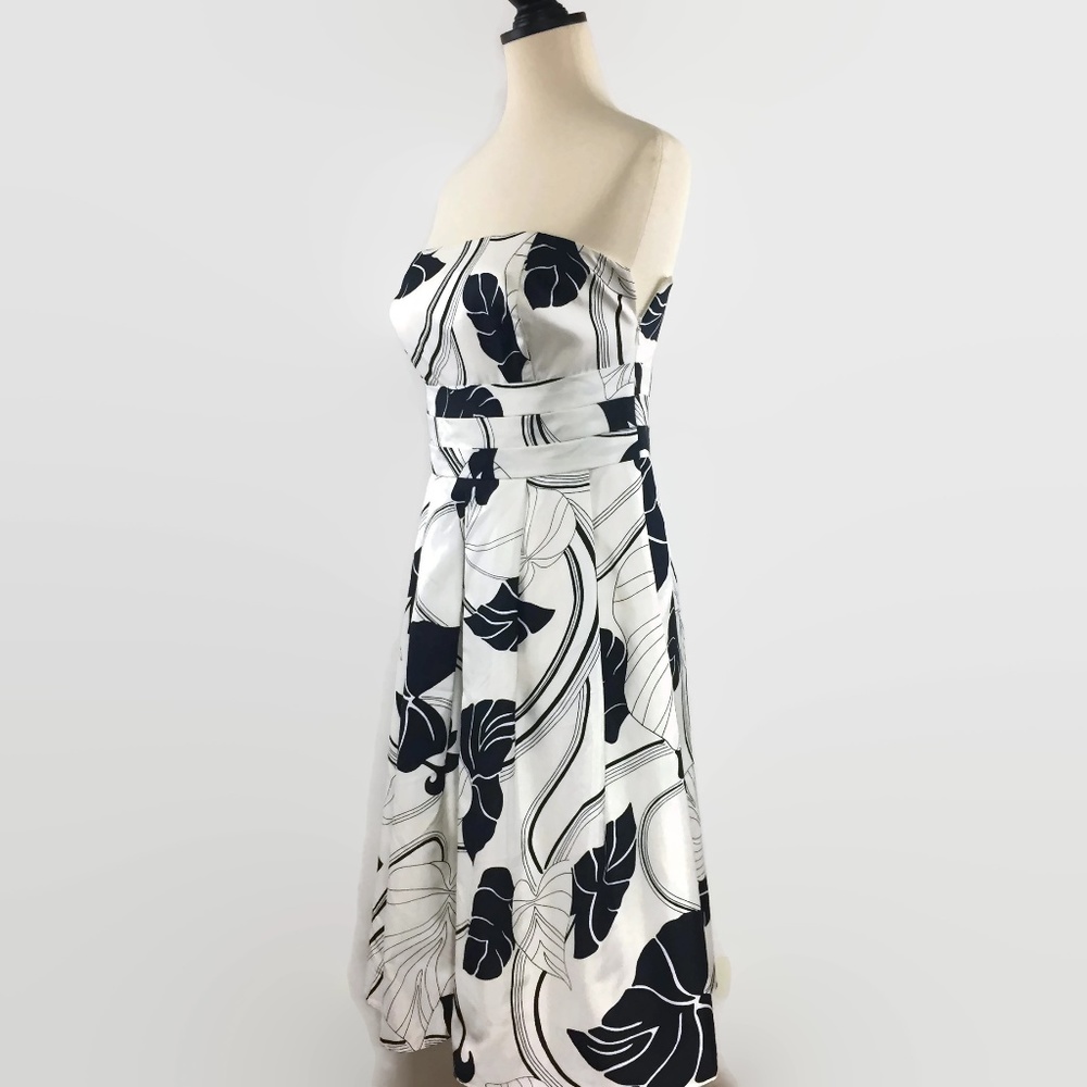 Ann Taylor Blue/White Tropical Print Silk Dress - Picture 2 of 8